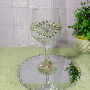 Elegant Handcrafted Dodh Pilai Glass with Crystal Floral Design